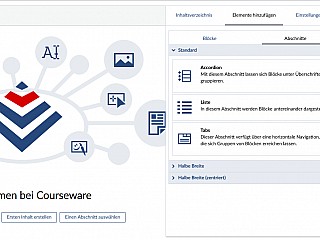 Courseware erste Schritte Abschnitt ausw�hlen